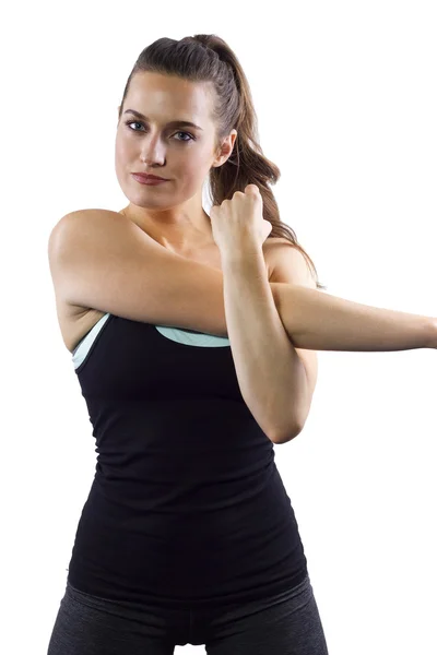 Trener fitness kobiece kobieta jest rozciąganie — Zdjęcie stockowe