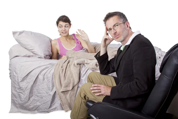 Father and lazy daughter — Stock Photo, Image