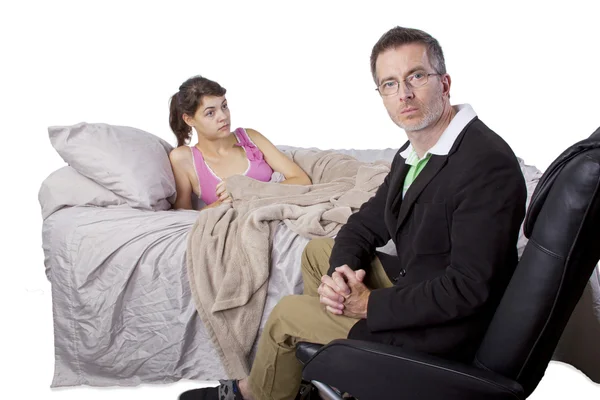 Father and lazy daughter — Stock Photo, Image