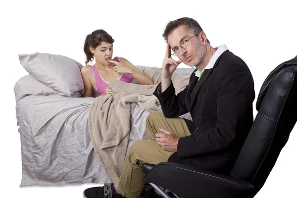 Father and lazy daughter — Stock Photo, Image