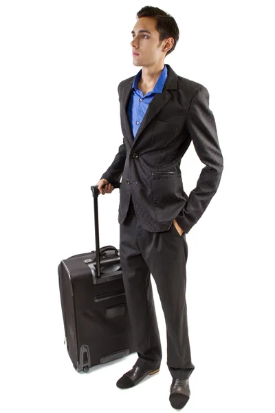 Affärsman som reser med bagage — Stockfoto