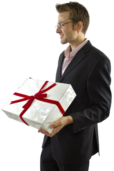 Male presenting valentines gift — Stock Photo, Image