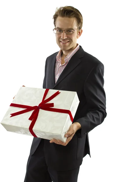 Male presenting valentines gift — Stock Photo, Image