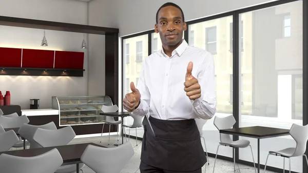 Waiter working in coffee shop — Stock Photo, Image