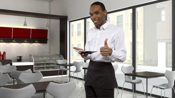 Waiter working in coffee shop — Stock Photo, Image