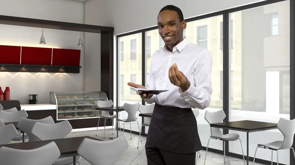 Waiter working in coffee shop — Stock Photo, Image