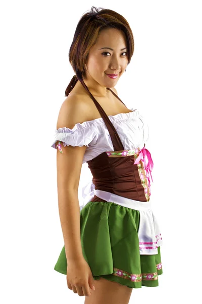 Waitress dressed in Oktoberfest costume — Stock Photo, Image