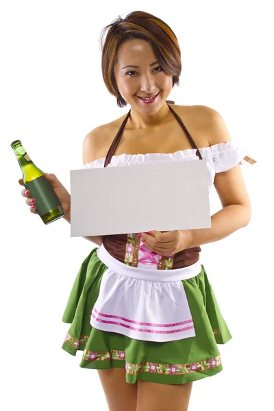 Kelnerka kobiece kobieta w stroju oktoberfest — Zdjęcie stockowe