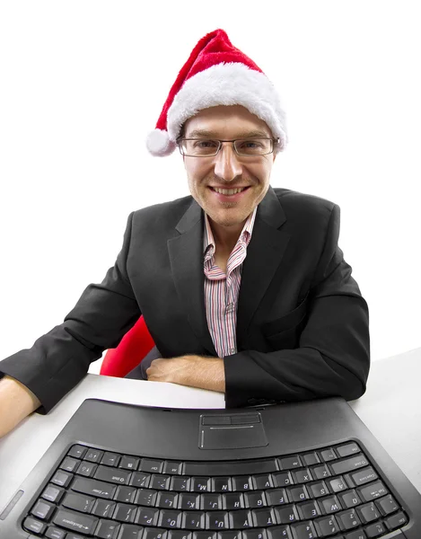 Businessman Working on Christmas — Stock Photo, Image