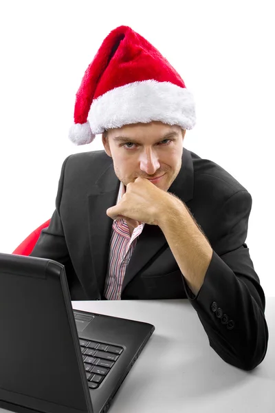 Businessman Working on Christmas — Stock Photo, Image