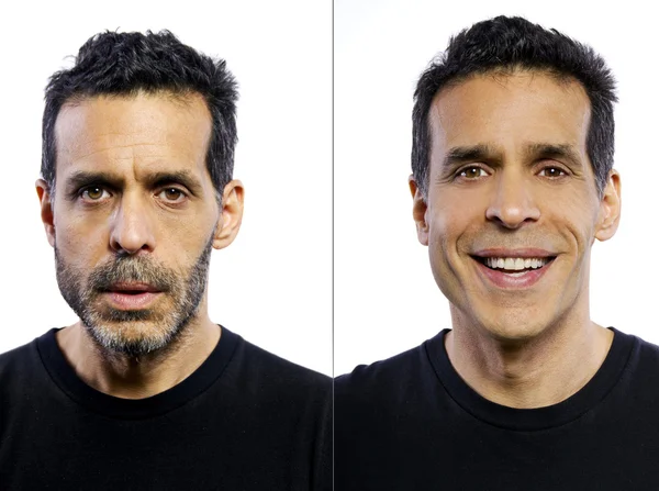 Man before and after being groomed — Stock Photo, Image