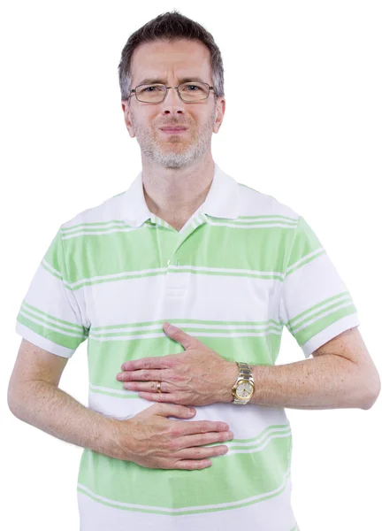 Man holding painfull upset stomach — Stock Photo, Image