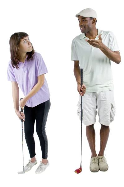 Instruktor golfa z uczniem nastolatek — Zdjęcie stockowe