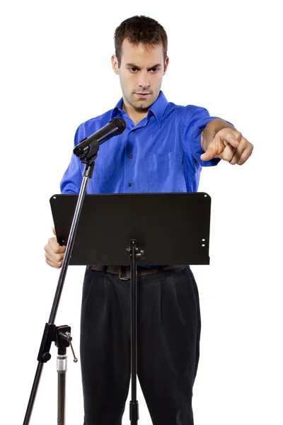 Businessman on podium making speech — Zdjęcie stockowe