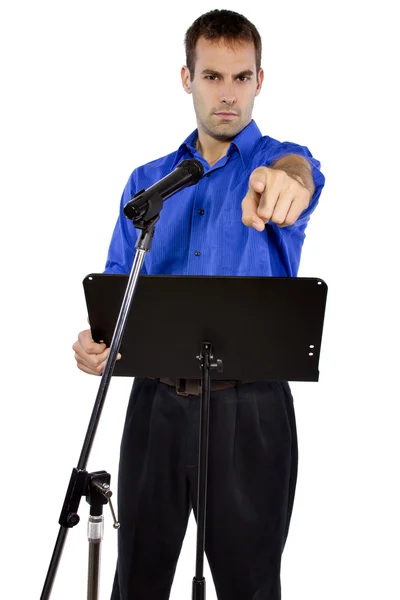 Geschäftsmann hält Rede auf dem Podium — Stockfoto