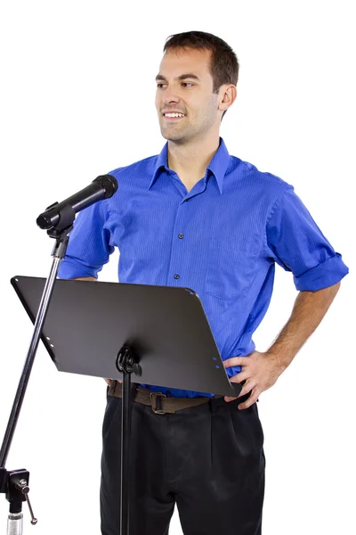 Businessman on podium making speech — Zdjęcie stockowe