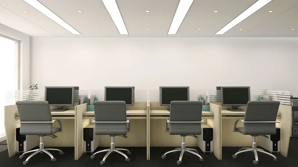 Bilgisayarlar ve sandalyeler ofis kabinleri — Stok fotoğraf