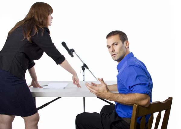 Lawyer defending client — Stock Photo, Image