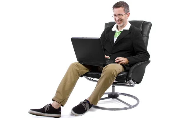 Male working in relaxing chair — Stock Photo, Image