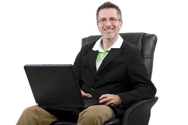 Male working in relaxing chair — Stock Photo, Image