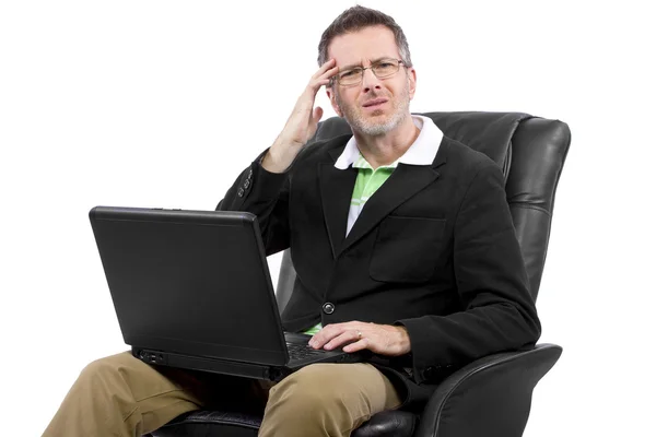 Male working in relaxing chair — Stock Photo, Image