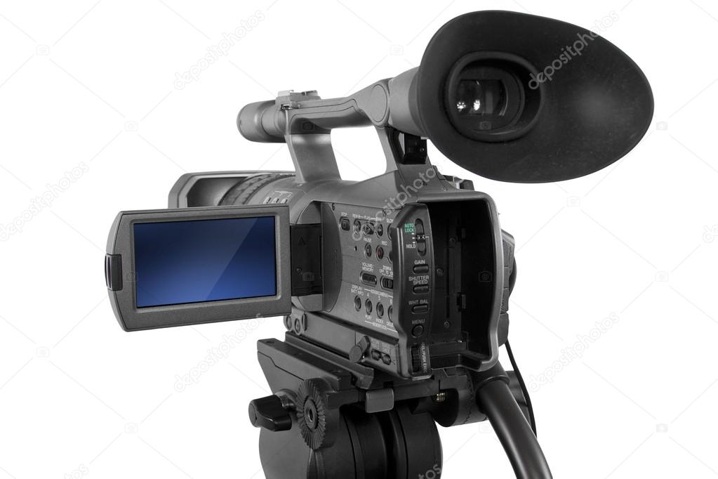 Production camera on tripod
