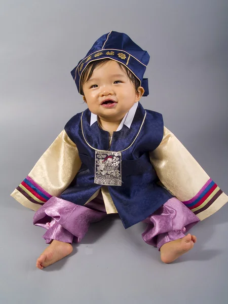 Bebe Garcon Coreen En Costume Traditionnel Hanbok Portrait Stock Photo