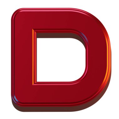 D harfi 3D Renkli Nesne Metalik Kırmızı Renkli Çizim