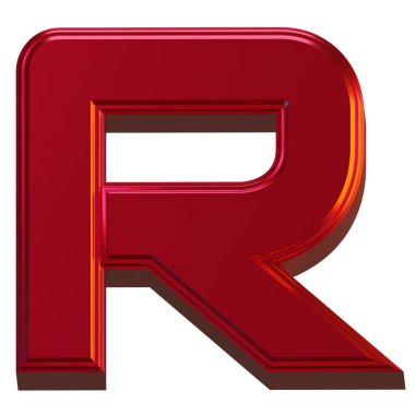 R 3D Harfi Renkli Metalik Kırmızı Renkli Çizim Çizimi