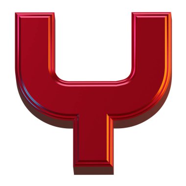 Y Harfi 3B Renkli Nesne Metalik Kırmızı Renkli Çizim