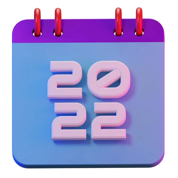 2022 Nuovo Anno Calendario Rendere Isolato Celebrazione Delle Vacanze Illustrazione — Foto Stock