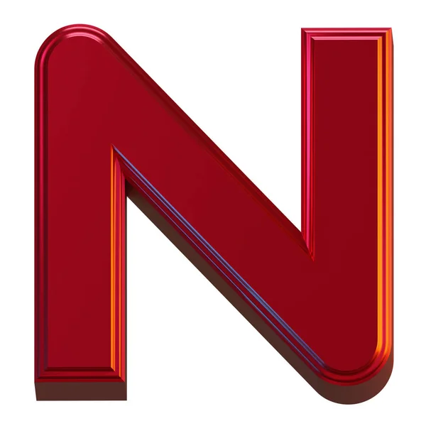 字母N 3D渲染对象金属红色摘要说明 — 图库照片