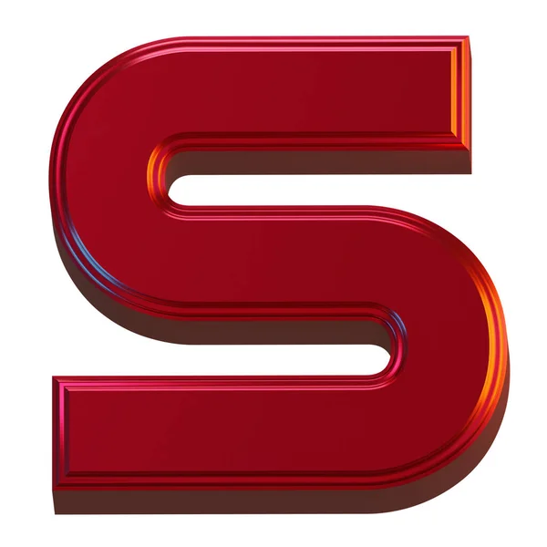 字母S 3D渲染对象金属红色摘要说明 — 图库照片