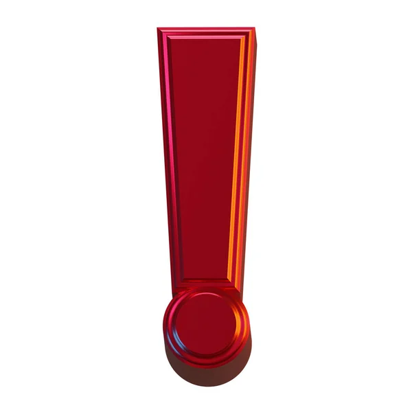 Signo Exclamación Símbolo Renderizado Metálico Rojo Aislado Diseño Ilustración —  Fotos de Stock