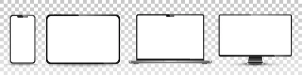 设备屏幕模拟 智能手机 平板电脑 笔记本电脑和单片显示器 为您的设计空白屏幕 Png 矢量说明 — 图库矢量图片