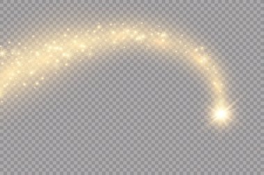 Vektör altın parlak düşen yıldız. Stardust iz. Kozmik ışıltılı dalga.
