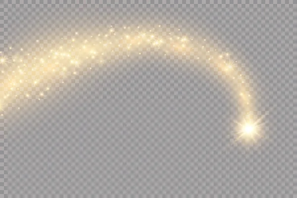 矢量金色闪亮的流星 星尘踪迹 闪闪发光的宇宙波 — 图库矢量图片
