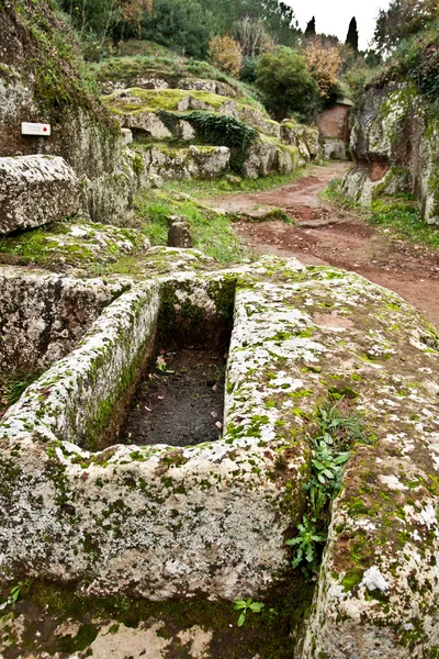 Sarcophagus at the Etruscan necropolis of Cerveteri (Italy) — Stock Photo, Image