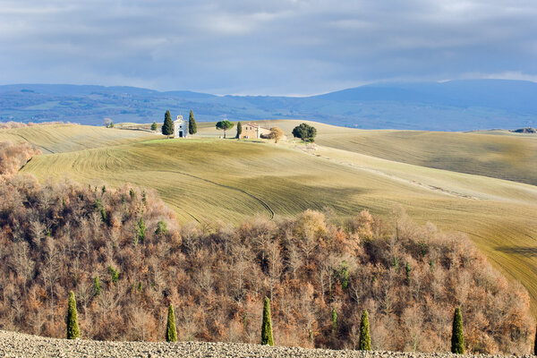 Tuscan landscape in winter, Val d 'Orcia (Italy
).