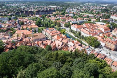 Üstten Görünüm eski kasaba Ljubljana, Slovenya.