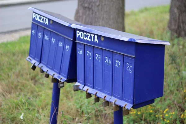 Blue mailboxes — Stock Photo, Image