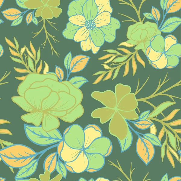 Kusursuz vektör desenli fayans tasarımı. Kumaş izi. Tekstil tasarımı. Çiçek deseni. Duvar kağıdı, arkaplan, resimleme, soyut.