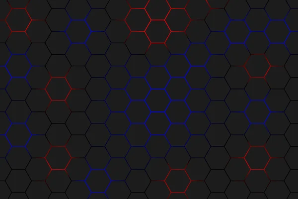 3D hexagon pattern background. Geomagnetic illustration.