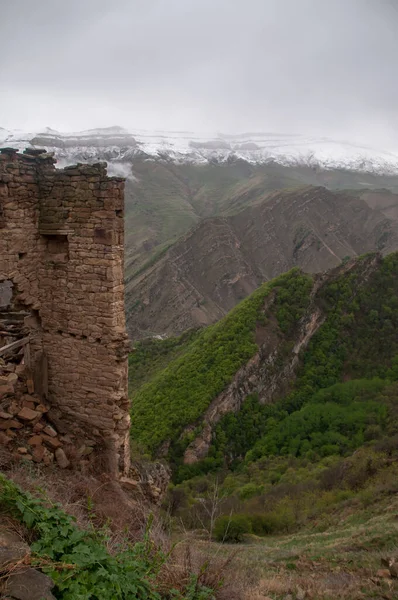 Viejo Aul Abandonado Gamsutl Las Montañas Del Cáucaso Rusia República — Foto de Stock