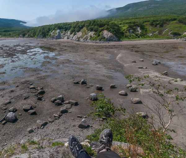 Região Magadan Extremo Oriente Rússia Caminhando Margem Mar Okhotsk Água — Fotografia de Stock