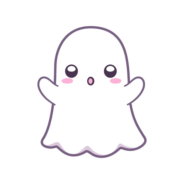 Kawaii Fantasma Clipart Scarabocchio Spaventoso Carino Halloween Fantasma Fumetto Vettoriale — Vettoriale Stock