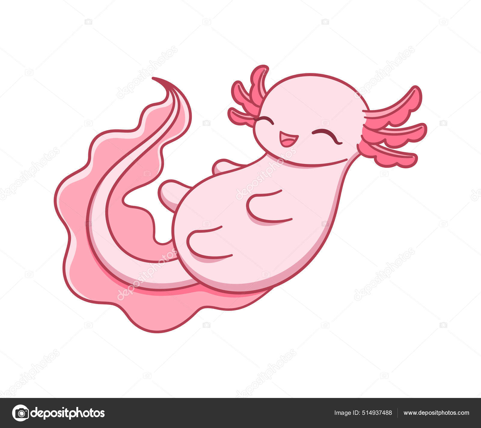 Happy Axolotl Desenho Animado Ilustração Vetorial Bonito Design Animais  Aquáticos Vetor de ©aletheiashade 514937488, image size:1600x1424
