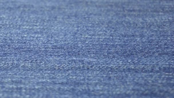 Szekrény Macro Blue Denim Fabric Plain Surface Háttér Textil Textúra — Stock videók