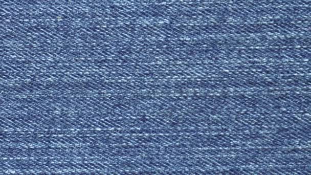 Closeup Macro Blue Denim Jeans Fabric Plain Surface Background Textile — Stock Video