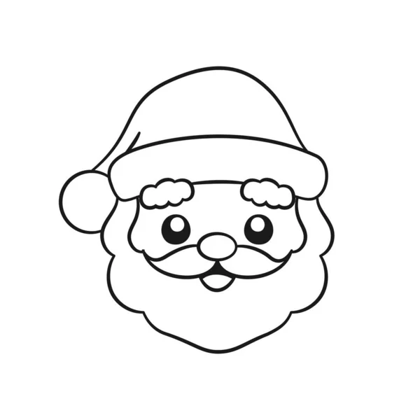 Happy Santa Claus Head Cartoon Illustration Line Art Coloring Book — Stockvektor
